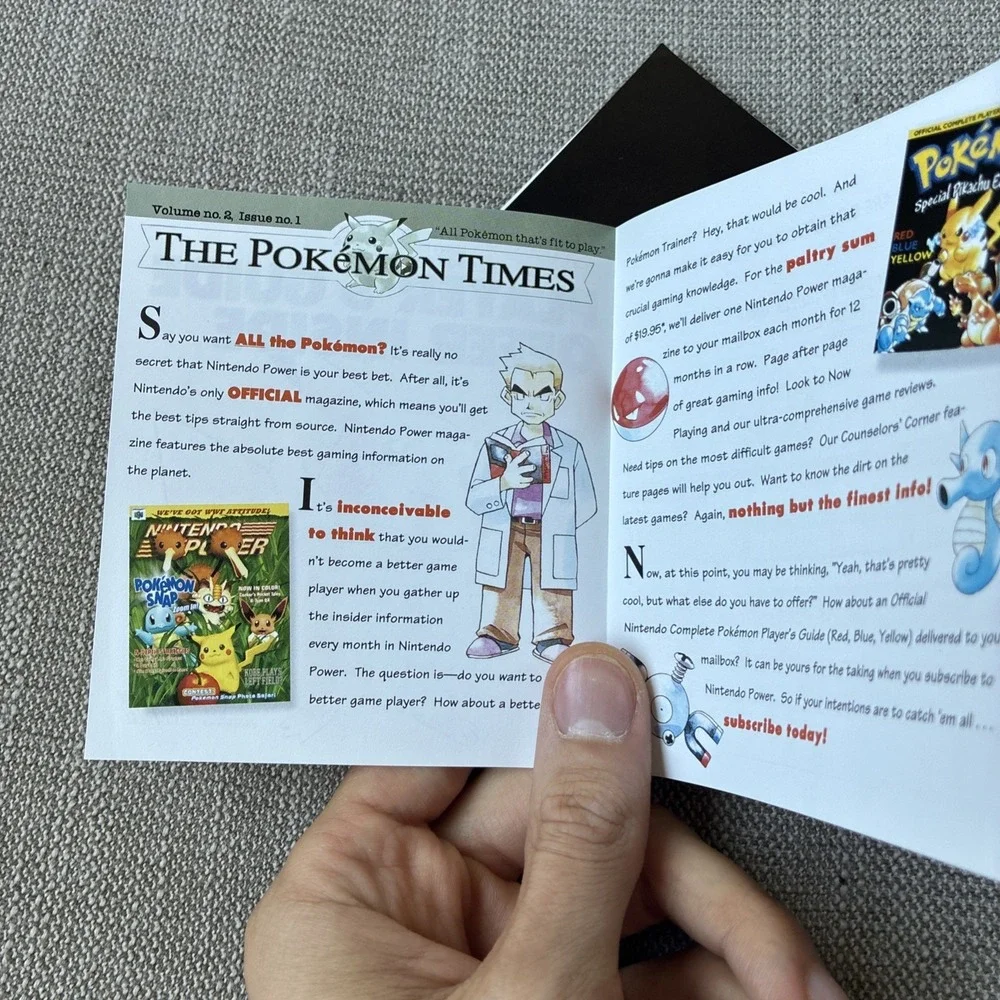 Pokémon Yellow Nintendo Power Player's Guide Offer Insert DMG-APSE-USA + Consumr